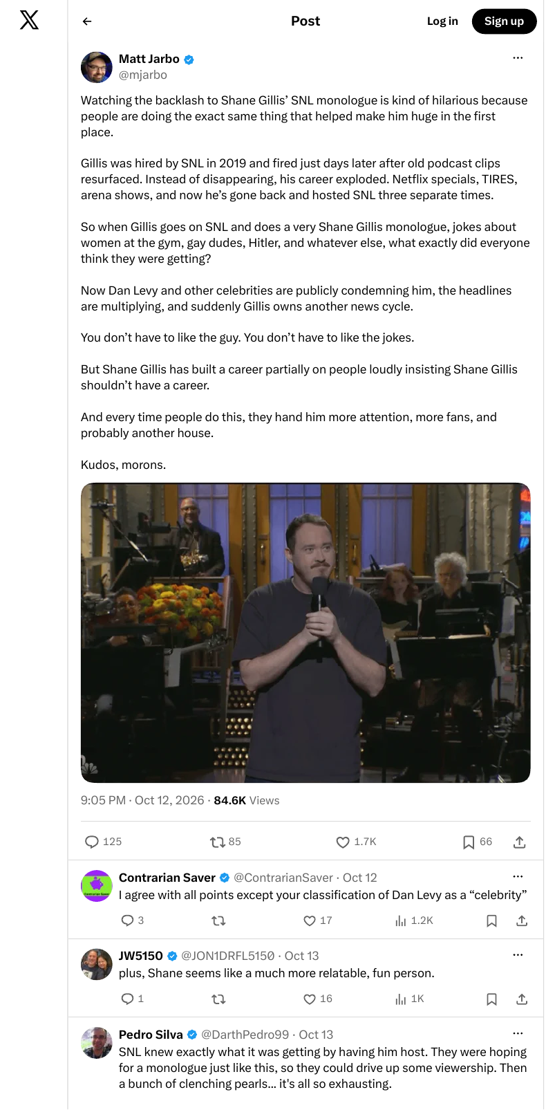 Screenshot of post by @mjarbo