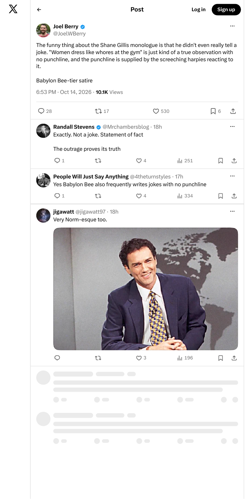 Screenshot of post by @JoelWBerry